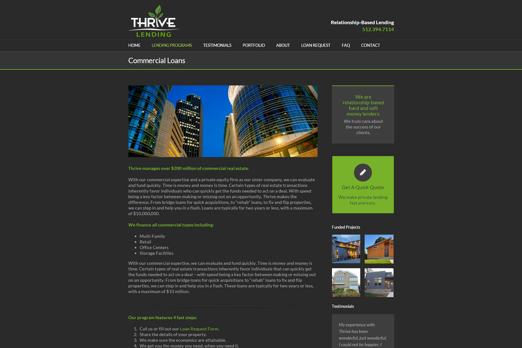 Thrive Lending Website Commercial Loans