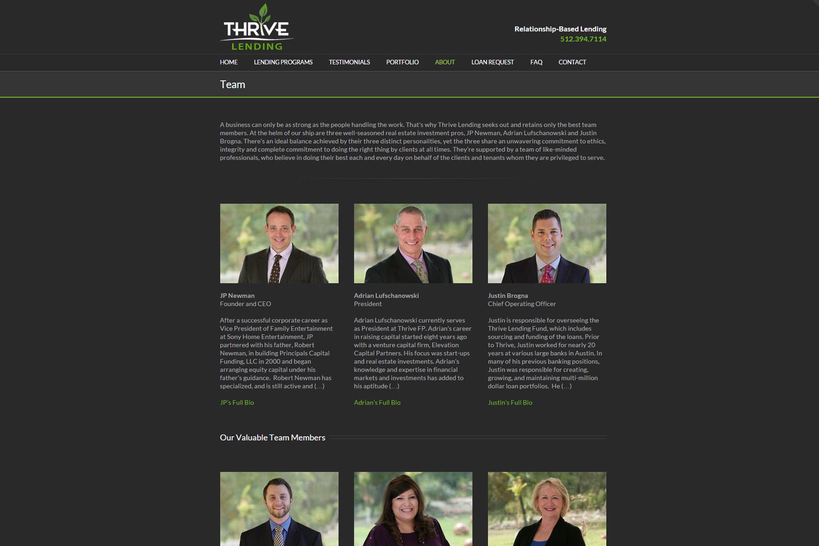 Thrive Lending Website Team