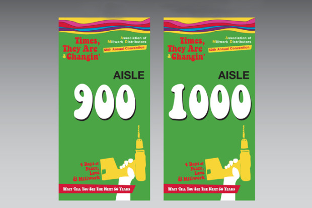 Tradeshow & Convention Aisle Signage - Branded Sixties Theme and Design