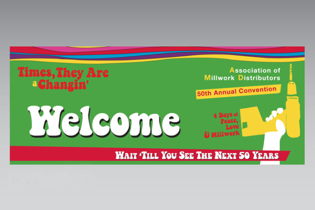 Tradeshow & Convention Welcome Signage - Branded Sixties Theme and Design